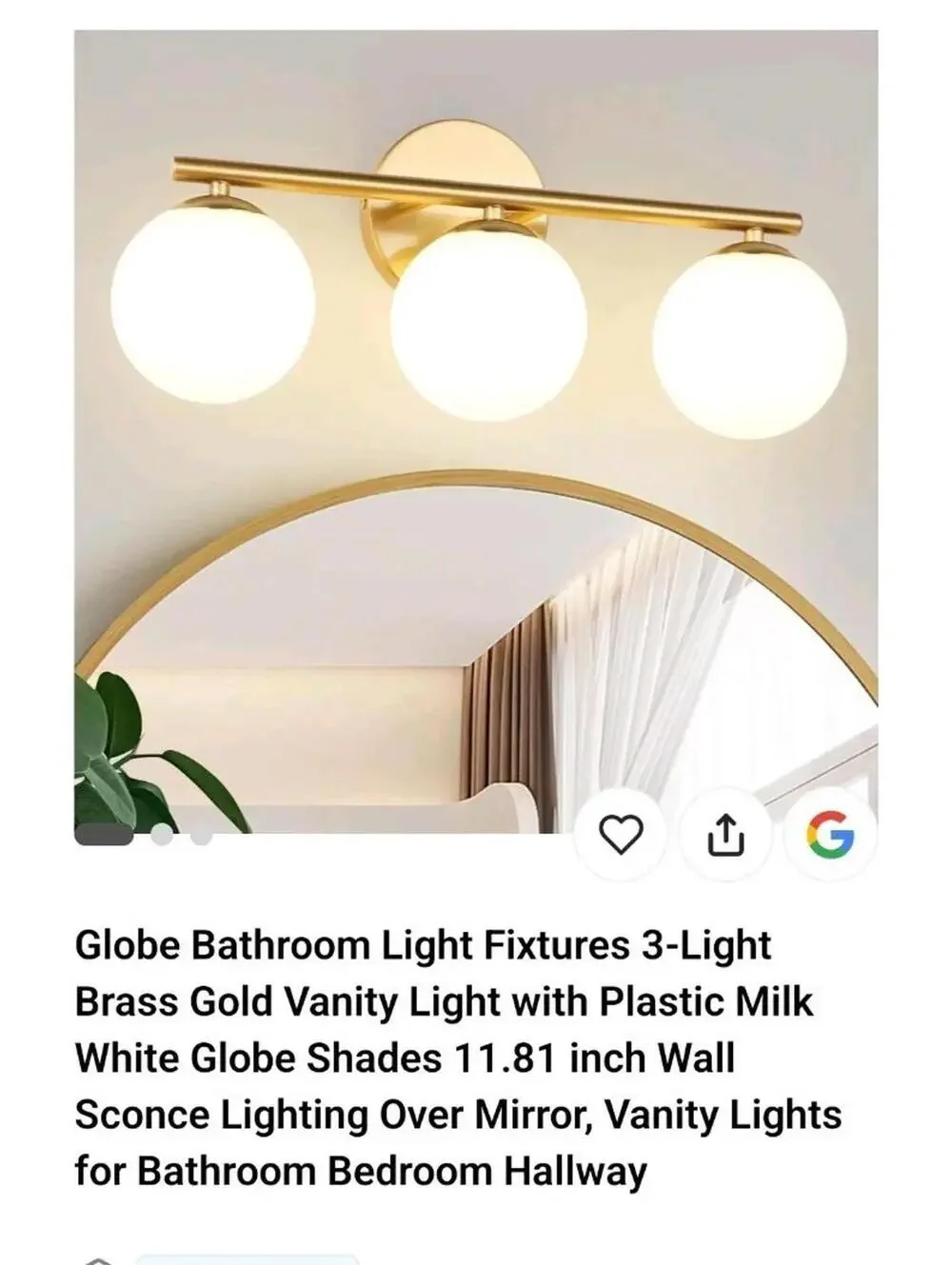 Gold Bathroom Light Fixtures, Modern Vanity Lights Over Mirror, Brushed Brass...